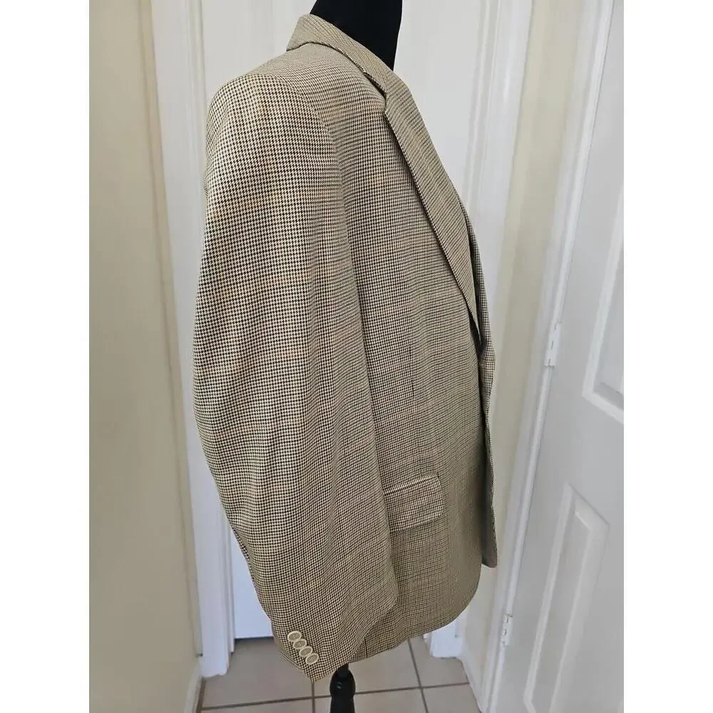 Haspel Tweed Men's Blazer 42S Wool Silk  Tan Two‎ Button Double Sport Coat